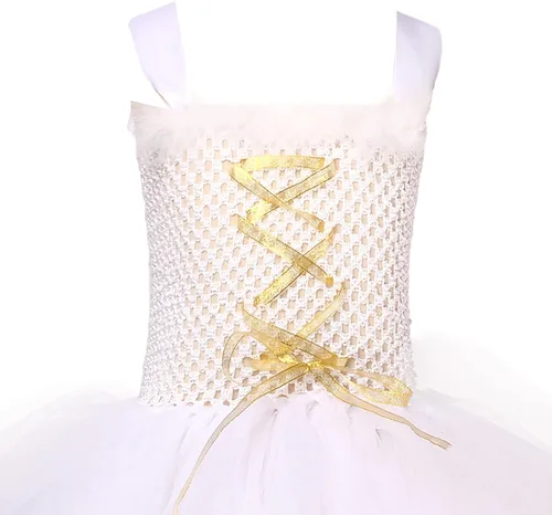 Vista 9 de GuliriFei Disfraz de ángel de Halloween para niñas, incluye alas de plumas, diadema de halo, varita mágica, falda tutú, disfraz de hada