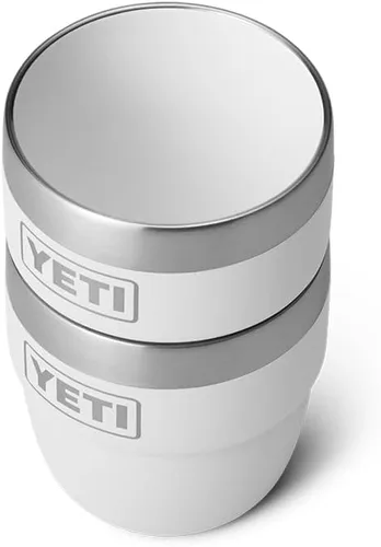 Vista 7 de YETI Rambler - Vaso apilable de 4 onzas, acero inoxidable, taza de café/espresso aislada al vacío, 2 unidades Blanco