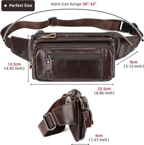Vista 5 de HUMERPAUL Bolso bandolera para hombre y mujer, Café, Moderno