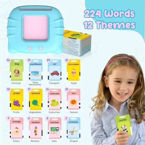 Vista 2 de Tarjetas flash parlantes con palabras visuales para niños pequeños de 2, 3, 4 años, juguetes sensoriales para niños autistas, juguetes educativos