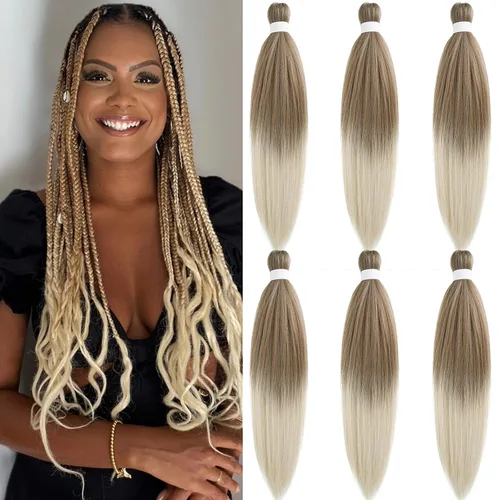 Vista 20 de Pelo trenzado corto 1B negro preestirado Extensiones de pelo trenzado para niños para trenzas de caja sin nudos, pelo trenzado preestirado de 16