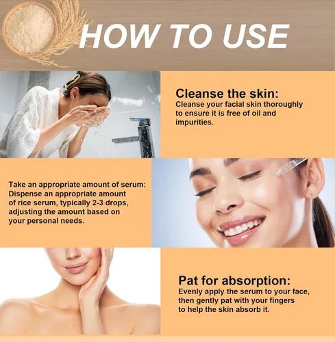 Vista 8 de Suero facial de arroz, esencia facial hidratante, reafirmante antiarrugas, antienvejecimiento, elimina líneas finas de la cara, suave profundamente