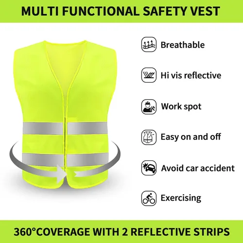Vista 2 de Chaleco de seguridad, chaleco reflectante de alta visibilidad para hombres, trabajo, ciclismo, corredor, topógrafo, voluntario, carretera