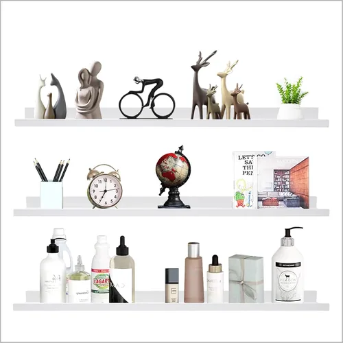 Vista 9 de AZSKY Juego de 3 estantes flotantes para pared, estantes de 24 pulgadas con labio, estante grande para libros de guardería, estantería