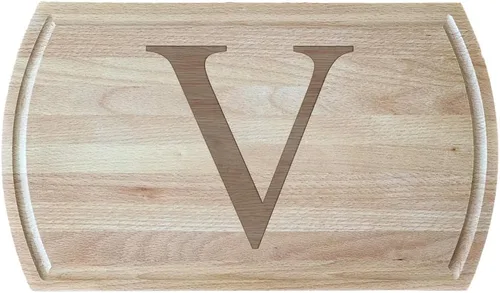 Vista 28 de Tabla de cortar de haya blanca grabada con elegante inicial, perfecta para cocinas sofisticadas del hogar y chefs profesionales