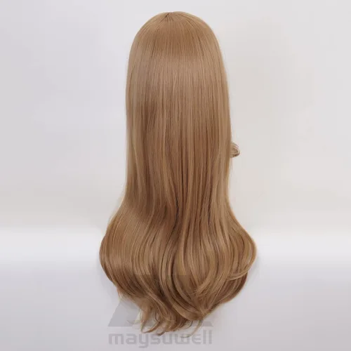 Vista 4 de Peluca de cosplay de anime de cabello largo marrón claro para Comic Con, espectáculo de cosplay, Halloween
