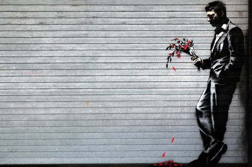 Vista 13 de ART.COM Impresiones artísticas enmarcadas para pared Hustler Club de Banksy, decoración botánica, 18 x 12 pulgadas, marco negro con paspartú blanco