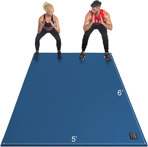 Vista 9 de GXMMAT Alfombrilla de ejercicio grande de 6 x 4 pies/6 x 5 pies/6 x 6 pies (0.276 in), alfombrillas gruesas para suelo de gimnasio en casa, tapete