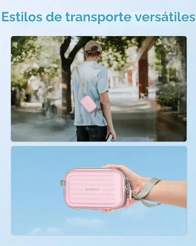 Vista 8 de BAGSMART Funda para cámara digital, bolsa pequeña para cámara con 2 formas Rosa bebé