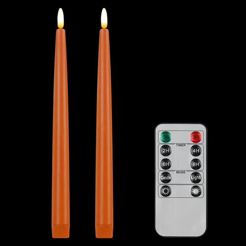 Vista 11 de CVHOMEDECO. Velas cónicas sin llama con control remoto de 10 teclas, velas LED parpadeantes con mecha 3D, funciona con pilas, velas de cera real