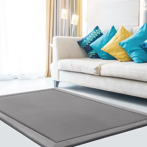 Vista 11 de Alfombra de espuma viscoelástica para sala de estar, alfombra de microfibra con almohadilla integrada, resistente a la decoloración y a las manchas