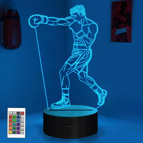 Vista 9 de OkiyiD - Luz nocturna de ilusión 3D con 16 colores cambiantes con control remoto (Estilo 7)