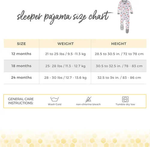 Vista 3 de Burt's Bees Baby - Pijama para niña, con cremallera delantera y pies cerrados antideslizantes, de algodón orgánico 100%, para niñas pequeñas