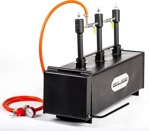 Vista 2 de DEVIL-FORGE Forja de propano de gas DFPROF3+1D/2", 3 quemadores DFP (240.000 BTU) uso 1, 2 o 3, válvula de bola de gas, estrangulador de aire, 1