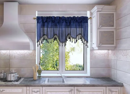 Vista 15 de Cenefa de cortina de ventana de cascada de seda sintética sólida con flecos de 55 x 18 pulgadas, ondulado (1, negro)