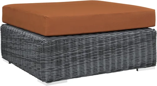 Vista 14 de Modway Summon - Otomana cuadrada de mimbre para patio al aire libre Sunbrella en lona toscana