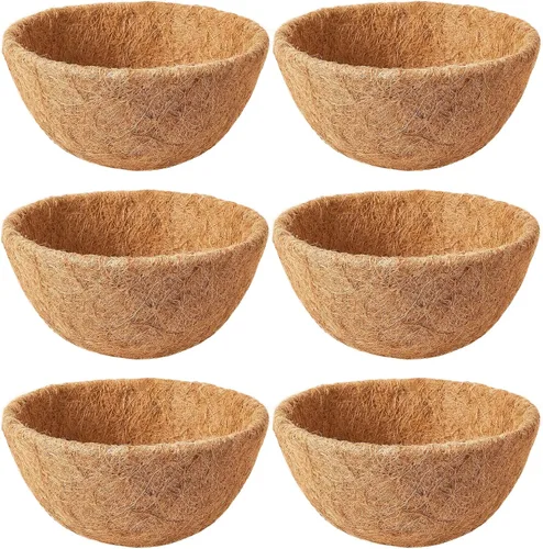 Vista 9 de Paquete de 2 forros de coco de 12 pulgadas para cestas colgantes, revestimientos naturales para cestas colgantes de coco para macetas, forro