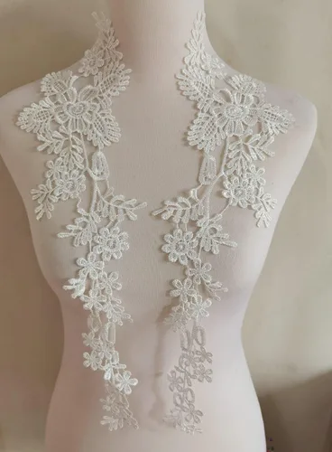 Vista 15 de 1 par de apliques de bordado para boda, encaje floral, adornos de costura (negro A)