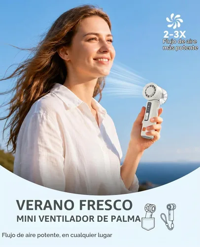 Vista 2 de ORICO Mini ventilador turbo portátil de mano con refrigeración por hielo Blanco