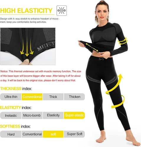 Vista 4 de MEETYOO Thermal Underwear for Women, Winter Warm Long Johns Thermal Sets Cold Weather Gear Base Layer for Skiing Running