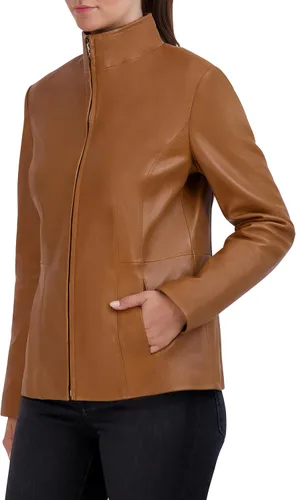 Vista 3 de Cole Haan Abrigo de cuero con cuello de ala totalmente forrado para mujer