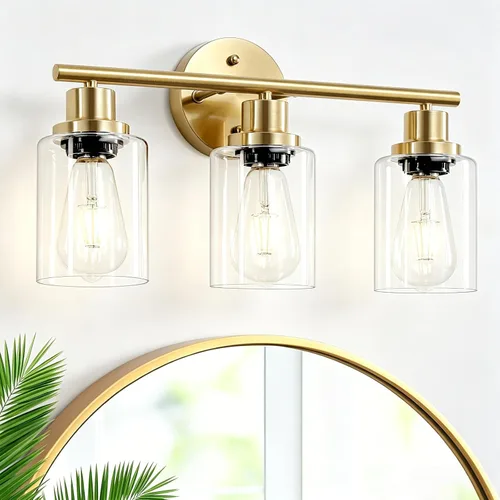 Vista 23 de Paquete de 2 luces de tocador de 1 luz, lámpara de baño de níquel cepillado con pantalla de vidrio blanco lechoso texturizado, accesorio
