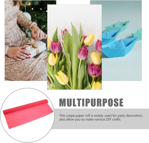 Vista 3 de VILLCASE 1 rollo de papel crepé de flores para arte floral, decoración de boda, fácil de usar para entusiastas de manualidades y fiestas