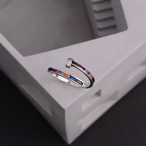 Vista 19 de Anillo de plata 925, anillos de plata ajustables para mujer, anillos de pulgar abiertos, anillos de circonio, anillos ajustables, anillos abiertos