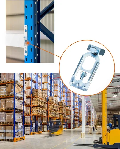 Vista 4 de QWORK Clip de seguridad para palets de lágrima, 100 piezas universal para palets de vigas de seguridad, conector de viga cruzada