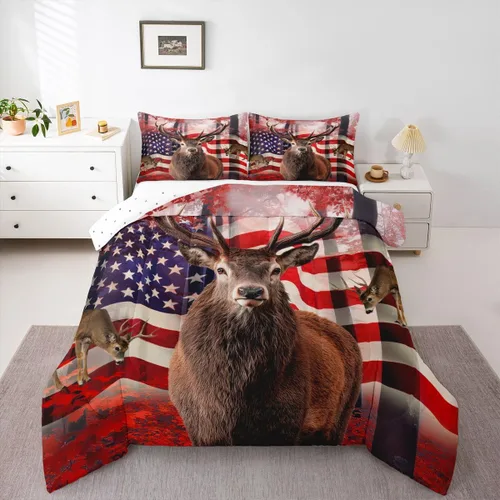 Vista 39 de Erosebridal Juego de edredón de bandera estadounidense tamaño individual para niños y adolescentes, juego de ropa de cama de camuflaje, edredón
