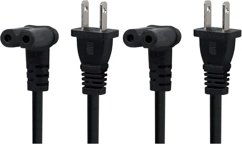 Vista 4 de Cable de alimentación de TV de 6 pies de EE. UU. de 2 clavijas a IEC 320 C7 (Figura 8) Cable de alimentación de CA en ángulo recto hacia abajo