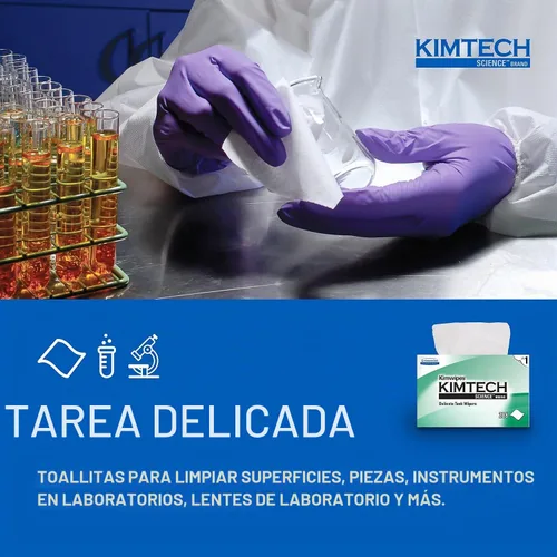 Vista 3 de Kimtech Kimwipes, Limpiaparabrisas delicados, 1 capa, 4.4 x 8.4, sin perfume, blanco, 286/caja