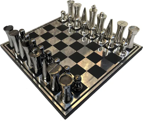 Vista 2 de Art Decor Series - Juego de ajedrez de aluminio de 3.5 pulgadas King con tablero de ajedrez de 14 pulgadas