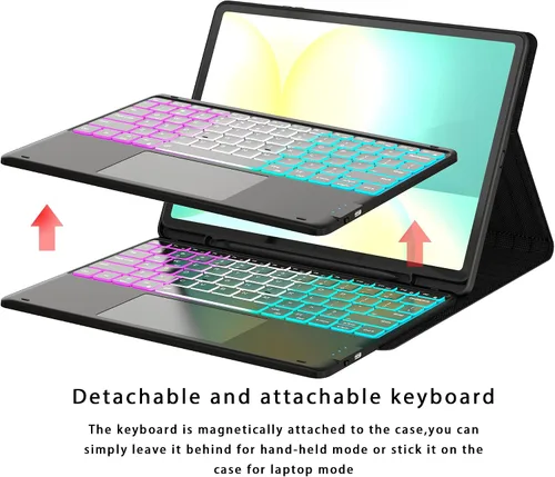 Vista 7 de Funda de teclado para Samsung Galaxy Tab S10 FE+ Plus de 13.1 pulgadas 2025: modo DEX con un solo clic, retroiluminación arcoíris, trackpad