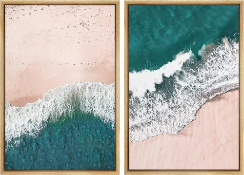 Vista 24 de Ashbrook - Set de arte de pared en lienzo enmarcado, tonos orgánicos de la tierra en beige y marrón con ilustraciones de trazos circulares, arte