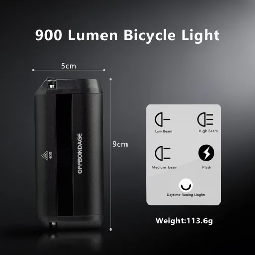 Vista 2 de Barra de luz para bicicleta eléctrica, batería recargable de luz frontal súper brillante, IPX5 impermeable, 5 modos de faros de bicicleta