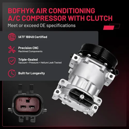 Vista 5 de BDFHYK 58553 Compresor de aire acondicionado con embrague compatible con Dodge 1994 1995 Dakota Ram 1500 2500 3500, reemplaza 2004359, 271300, 4359