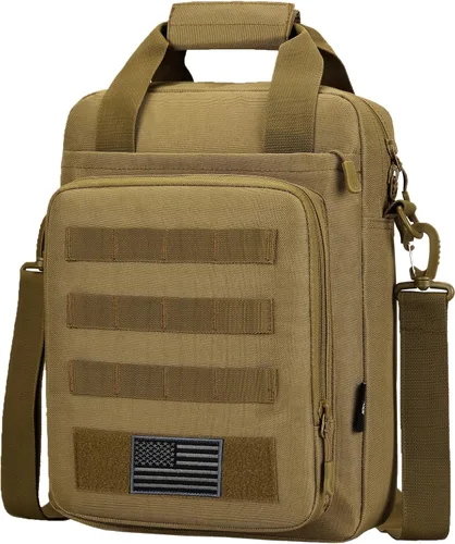 Vista 9 de Bolsa de Mensajero Táctica ZHIERNA, Maletín Táctico para Laptop de Alta Resistencia con MOLLE, Bolso de Hombro para Hombre (Incluye Parche)