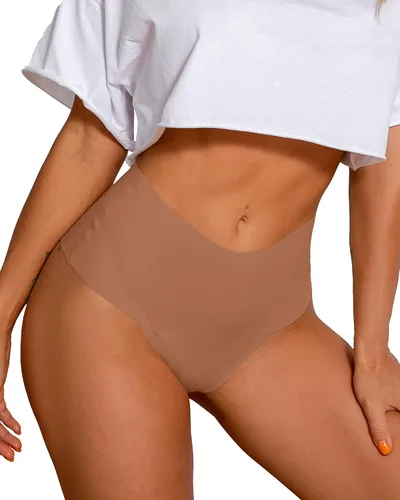 Vista 4 de DEANGELMON Tanga sin costuras para mujer, tanga, ropa interior para entrenamiento, cintura alta, tanga, paquete múltiple