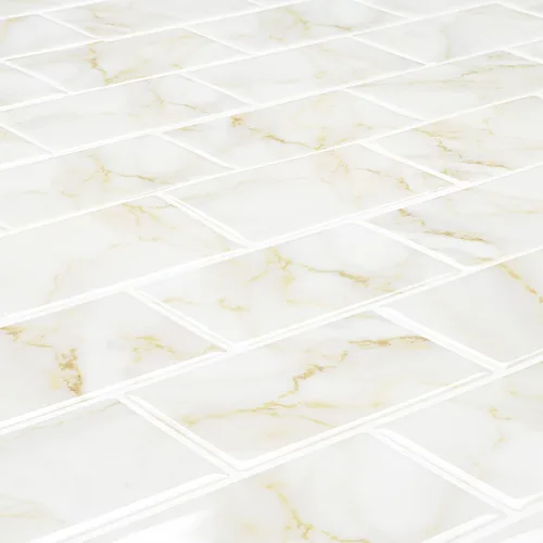 Vista 7 de Livelynine 16 Azulejos de Oro de Mármol Despegar y Pegar Salpicaduras para Cocina Adhesivos de Azulejos de Pared para Baño Salpicaduras Impermeables