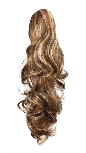 Vista 2 de Extensión de pelo Onedor, coleta sintética y rizada de 20 pulgadas con broche, 6.7 oz con broche de garra