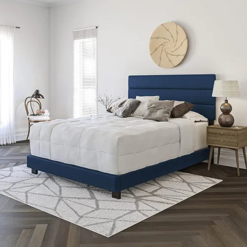 Vista 16 de Boyd Sleep Milan cama tapizada de tamaño completo con plataforma de lino negro, con cabecera ajustable - Se requiere somier o base calificados