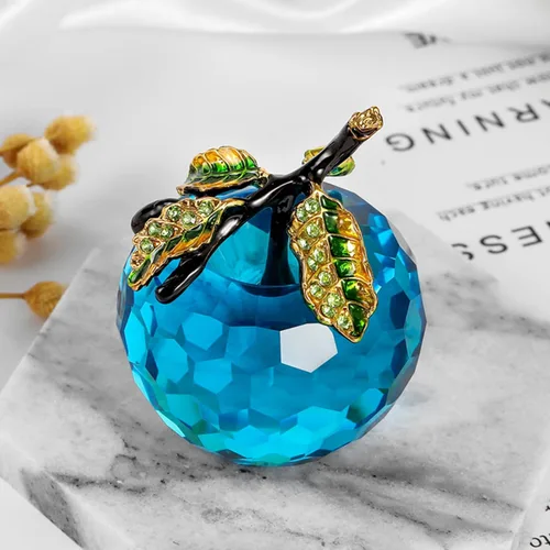 Vista 3 de Figura de manzana de cristal de Vie jeune, pisapapeles de estatua hecha a mano, adorno para decoración del hogar, artesanías de cristal