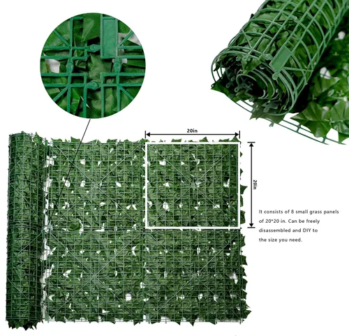 Vista 2 de Bybeton Pantalla de Cerca de Privacidad de Hiedra Artificial - 40" X 80" Anti-UV Hojas Falsas Enredaderas - Privacidad para Patio Balcón, Jardín