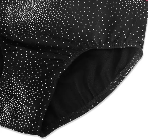 Vista 5 de HOZIY Leotardos de gimnasia para niñas, sin mangas, manga larga, copos de nieve, azul, morado, lentejuelas, cintas coloridas, rayas de leopardo rosa