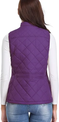 Vista 7 de Fuinloth - Chaleco acolchado para mujer, diseño de cuello alto, ligero, con cierre