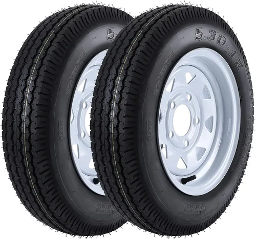 Vista 13 de Neumáticos y Llantas de Remolque ST175/80D13 175 80 13, 5 Pernos en 4.5", Rueda de Radios Blancos Rango de Carga C, 6 Capas, Juego de 2