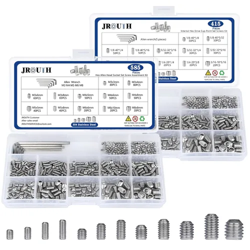 Vista 8 de Juego de 1000 piezas surtidas de tornillos métricos + SAE, juego de tornillos Allen de cabeza hexagonal interna con punta en copa, tornillos