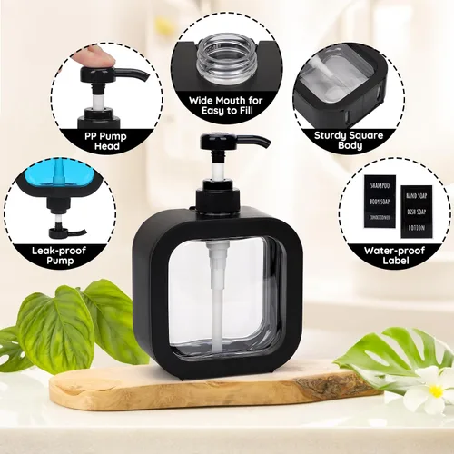 Vista 2 de Segbeauty Dispensador de jabón de manos de 16.9 onzas, dispensador de jabón líquido a prueba de fugas de 16.9 fl oz para baño, dispensadores de Negro