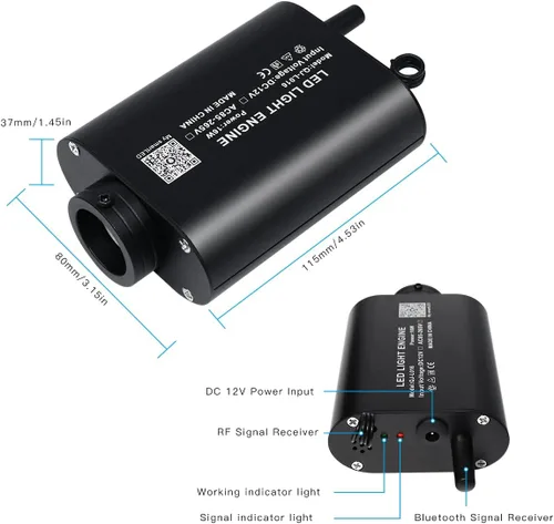 Vista 5 de Kit de luces de fibra óptica centelleante APP de 16W para techo estrellado, kit de luces de techo RGBW de estrella de fibra óptica activadas por
